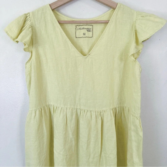 Abito Ruffle Sleeve Linen Relaxed Fit Dress - Picture 6 of 16